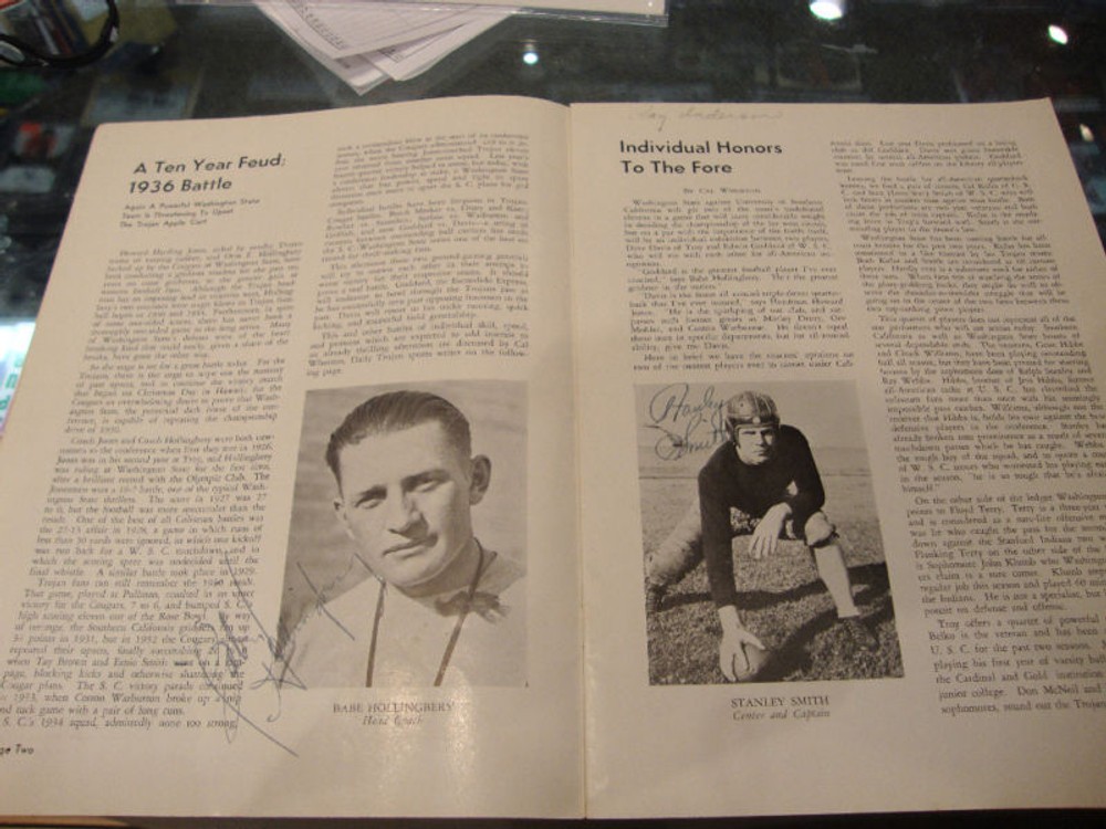 1936 VINTAGE PROGRAM USC VS WA STATE 17 AUTOGRAPHS