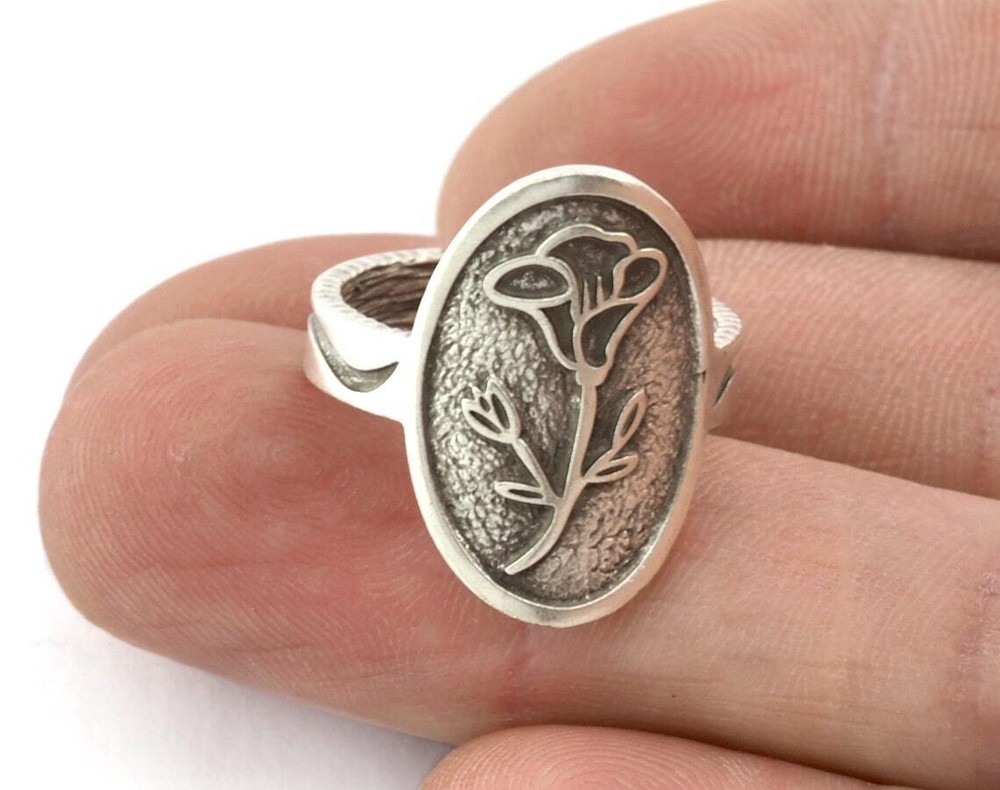 Birth Monthly Flower(September Morning Glory)Adjustable Ring RawSolid Brass 5317