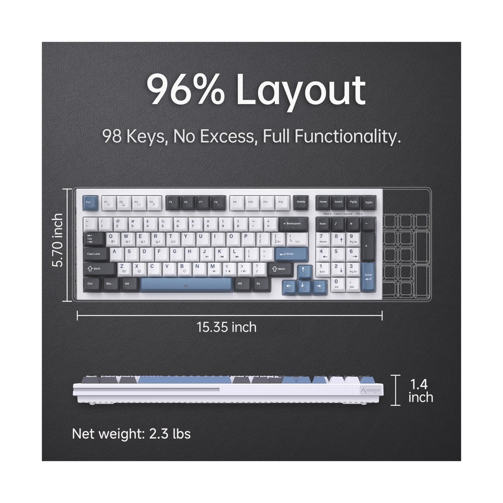 KEMOVE K98SE Mechanical Gaming Keyboard, 98 Keys LED Backlit Programmable Key...