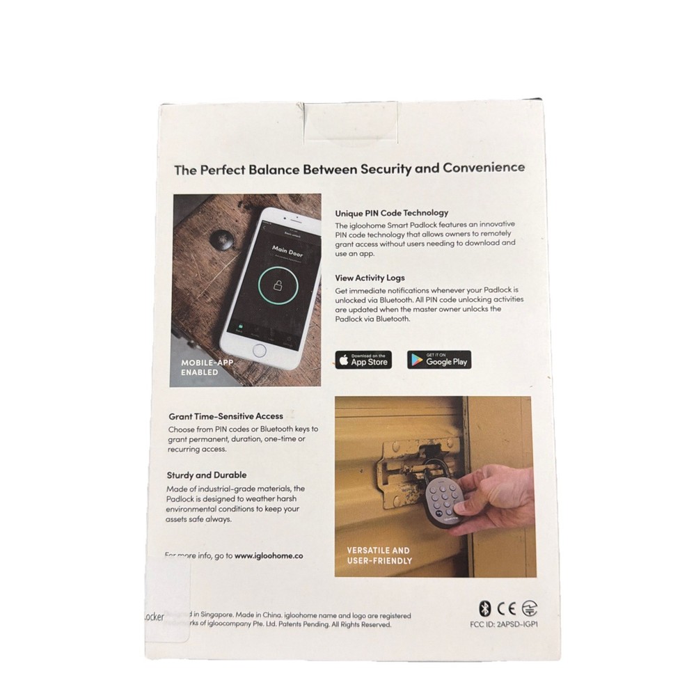 Igloohome Smart Padlock, Smart Lock w/ Case- IOS/Android App Remotely