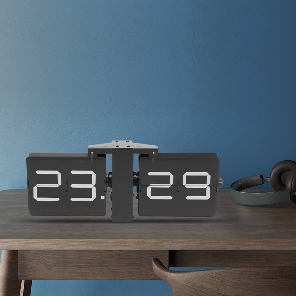 Flip Clock Wall Timer Retro Clock Analog Clock Office Decor Minimalist black