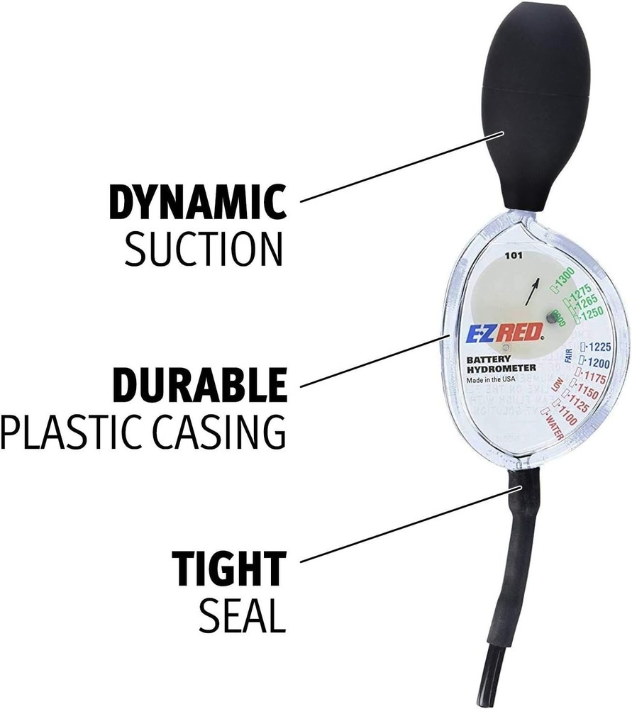 E-Z Red Battery Hydrometer: Rugged Compact Specific Gravity Tester for Mechanics