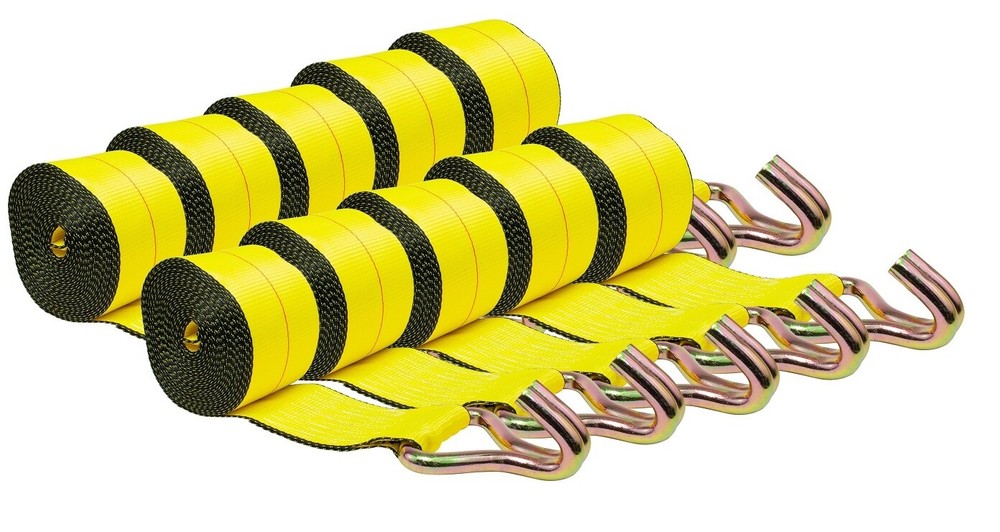 (10 Pack) 4"X30' Winch Straps w/wire hook, WLL 5400 Flatbed Tie Down Strap
