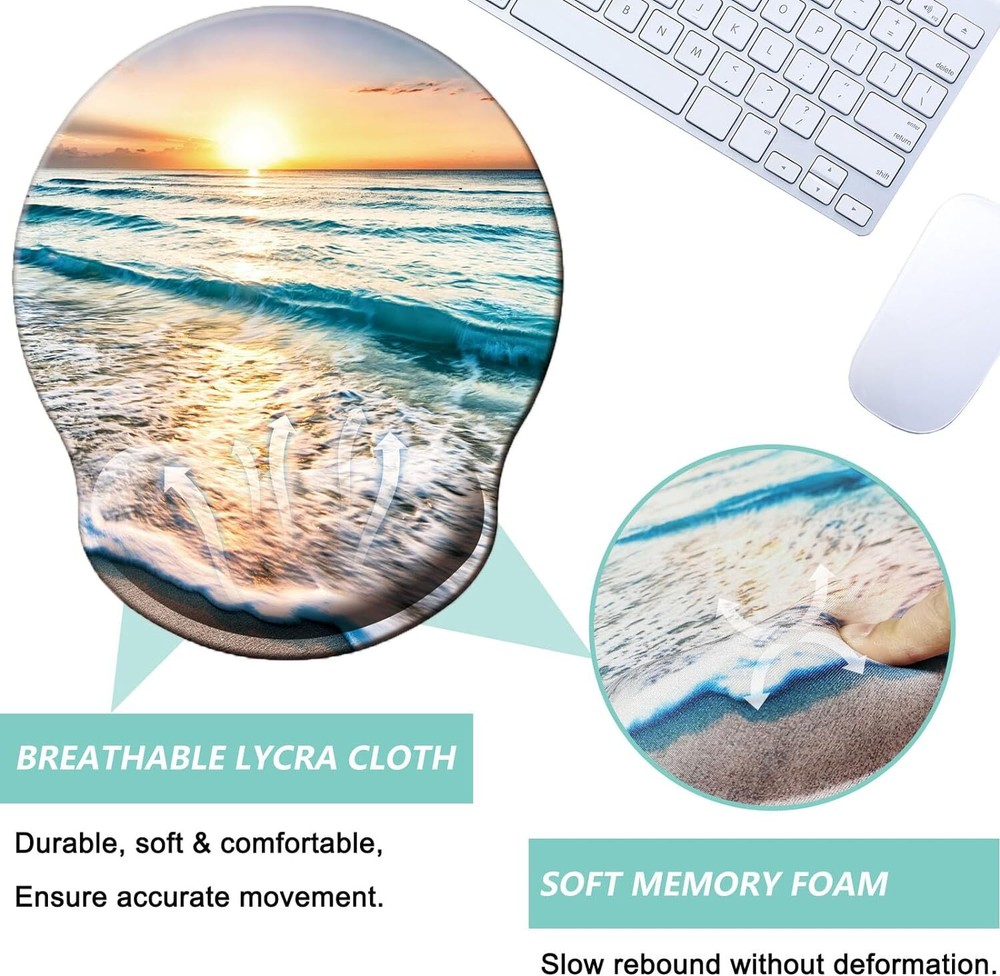 Mouse Pad with Wrist Support, Ergonomic Memory Foam O-beach