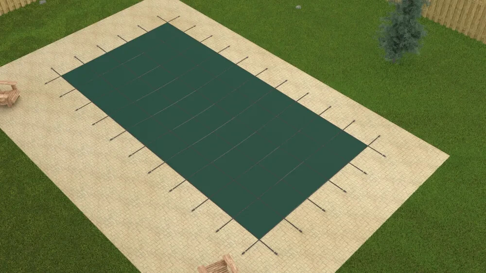 Yard Guard Deck-Lock System 12' x 24' Rectangular Green Mesh Safety Cover