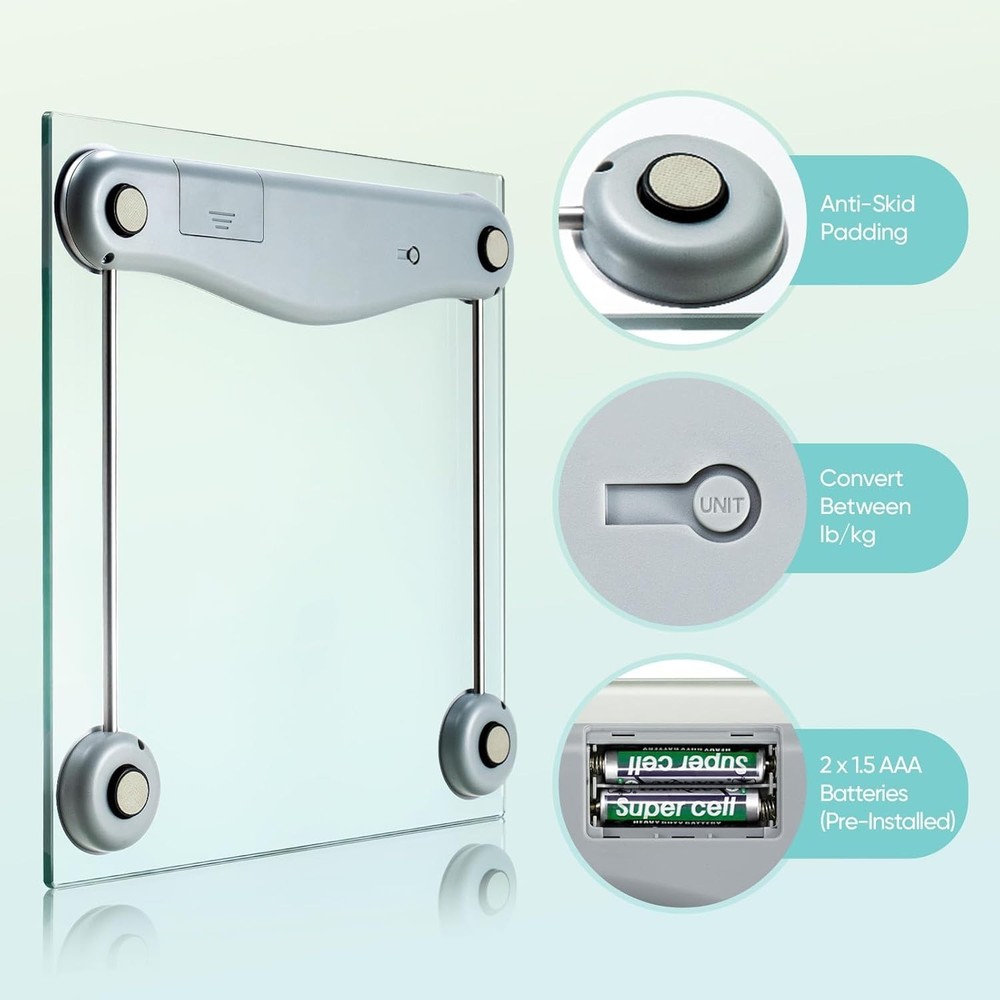 Bathroom Scale Digital Body Weight Scale Large LCD Backlight Display