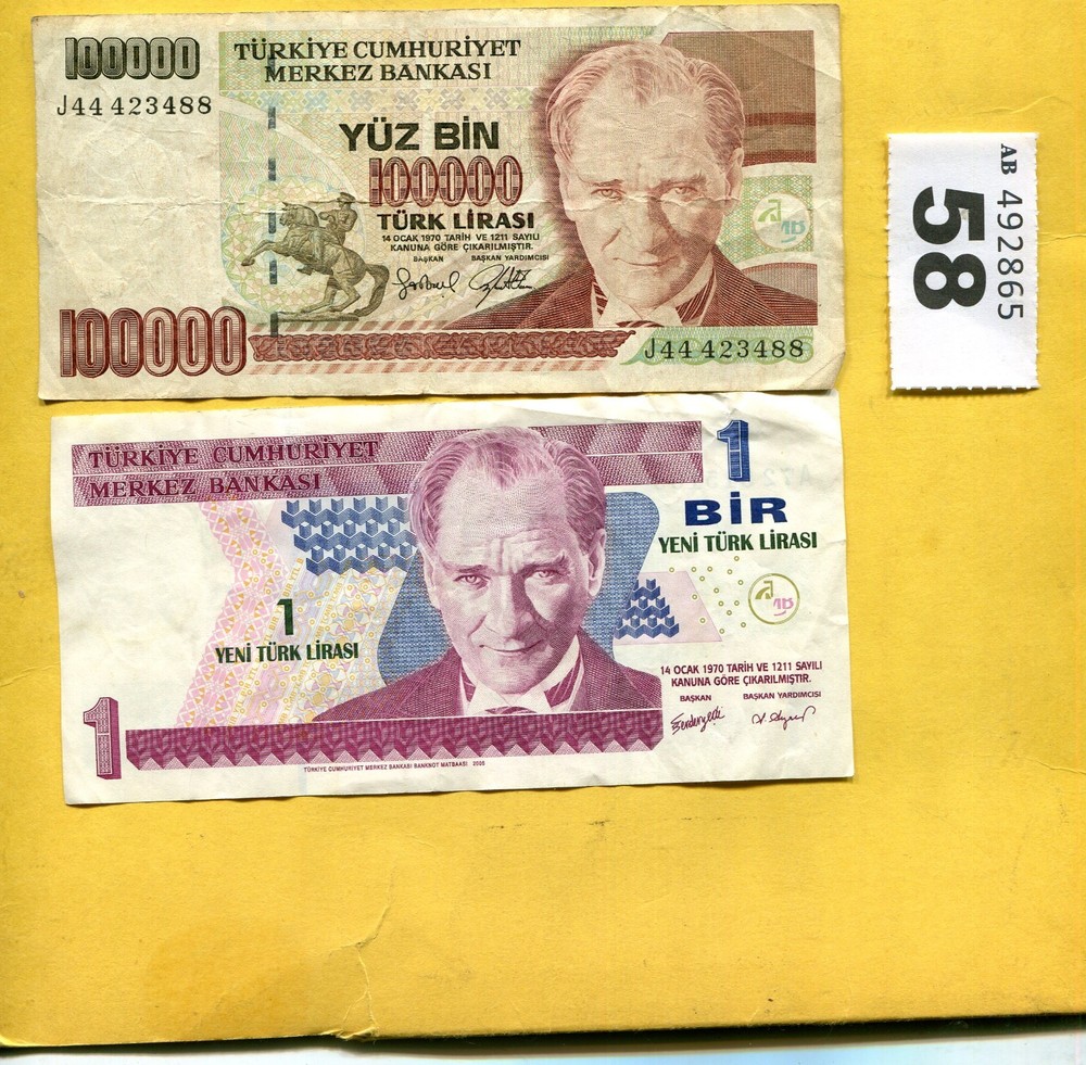 8 banknotes of Turkey