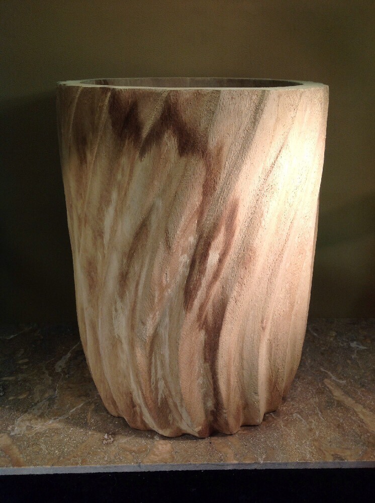 Solid Handmade Texture Wood Planter With Removable Waterproof Liner 15"tall