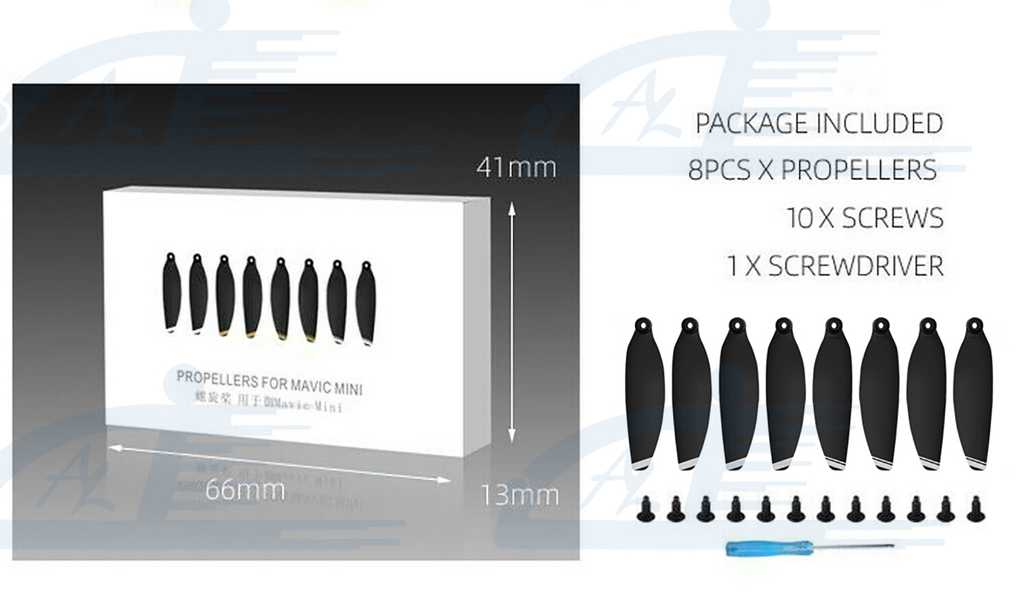 8pcs Silver Low-Noise Propellers Foldable Drone Props Blades for DJI Mavic Mini