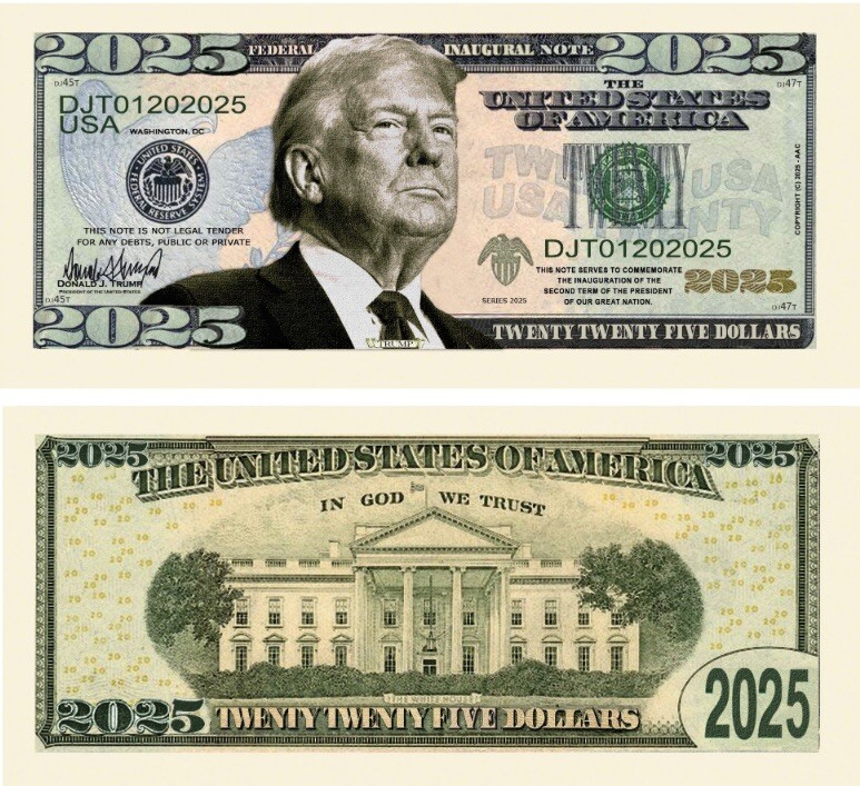 ✅ Pack of 5 Donald Trump 2025 MAGA Presidential Inaugural Novelty Dollar Bills ✅