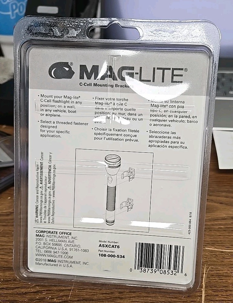 Mag-lite ASXCAT6 Black Universal Mounting Brackets for C-Cell Flashlight