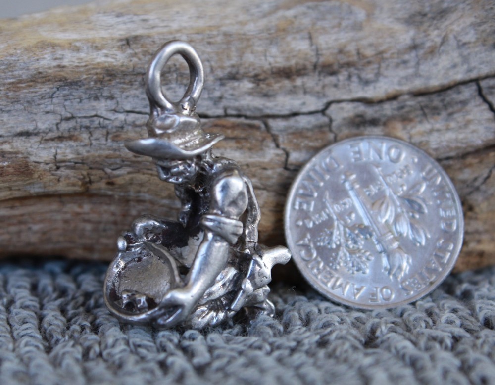 Gold Panner Prospector Figure Solid Sterling Silver pendant casting