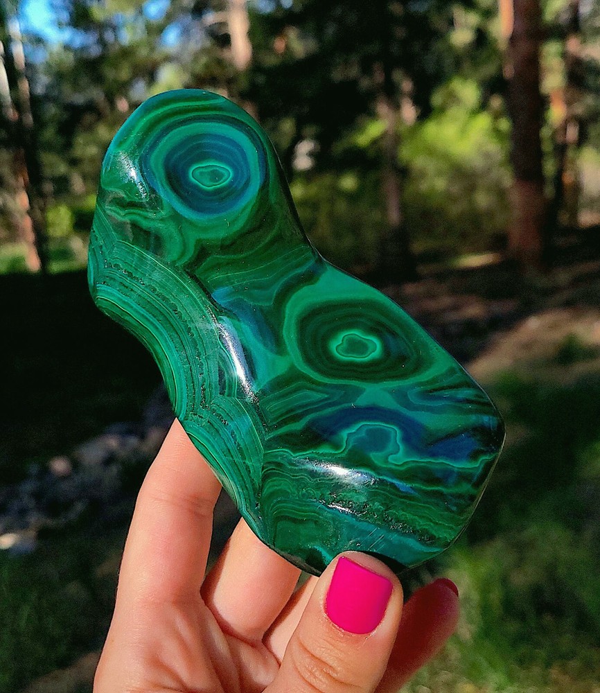 Polished Malachite Freeform From Congo 12.4 Cm's