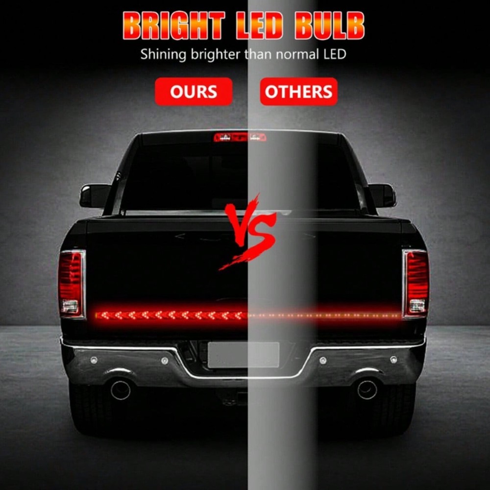 LED Tailgate Light Bar 60" Triple Row 5-Function Strip for Pickup Trailer SUV