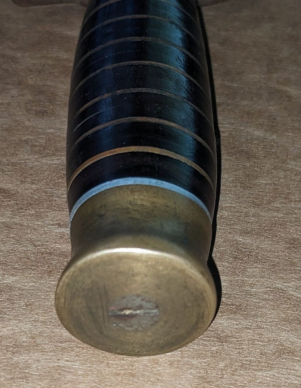 WWII Era Theater Made Fixed Blade Knife Brass Aluminum Leather Handle