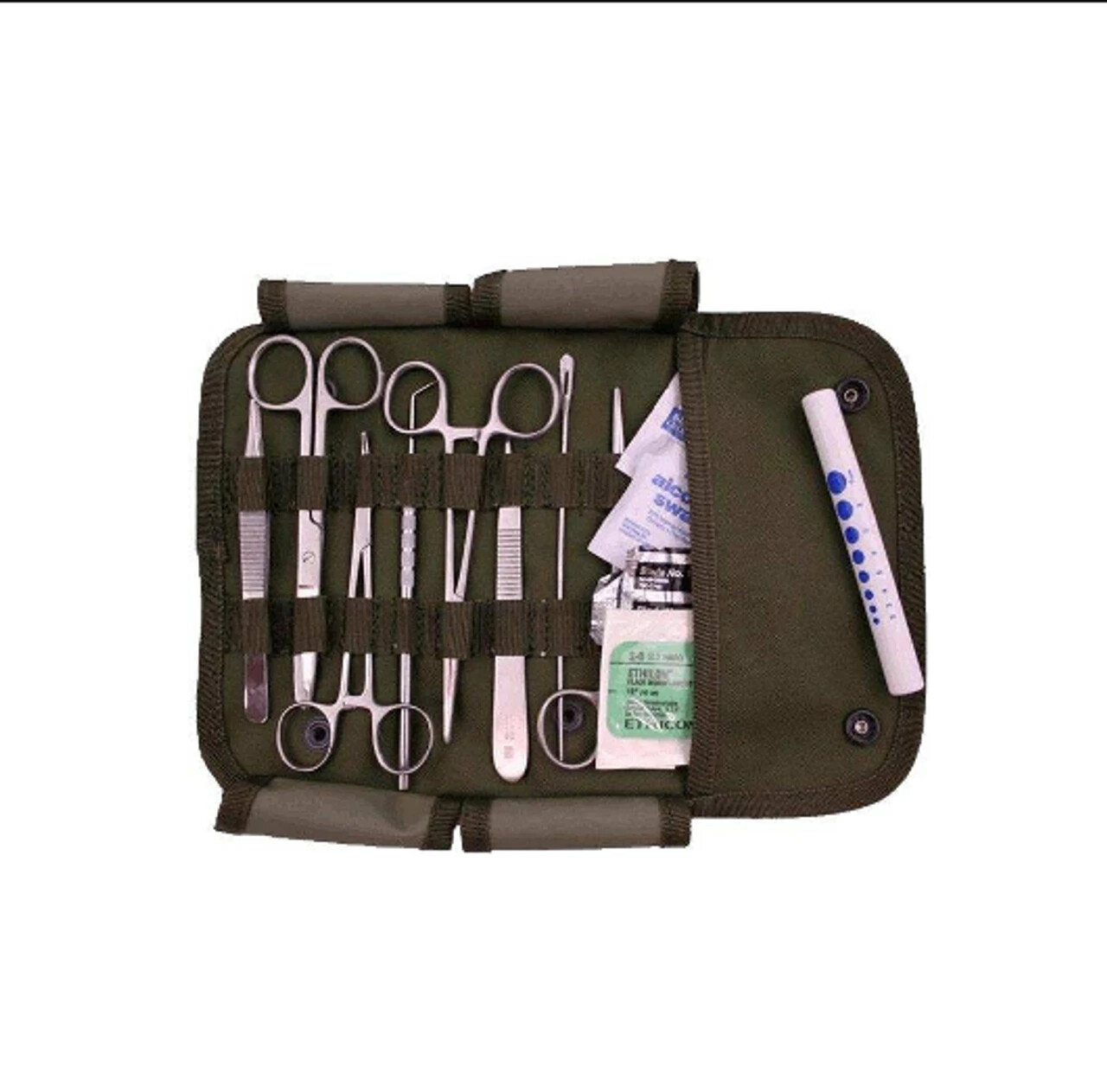 Elite First Aid Kit 80122GRN Military Surgical Field Kit with Green Canvas Pouch