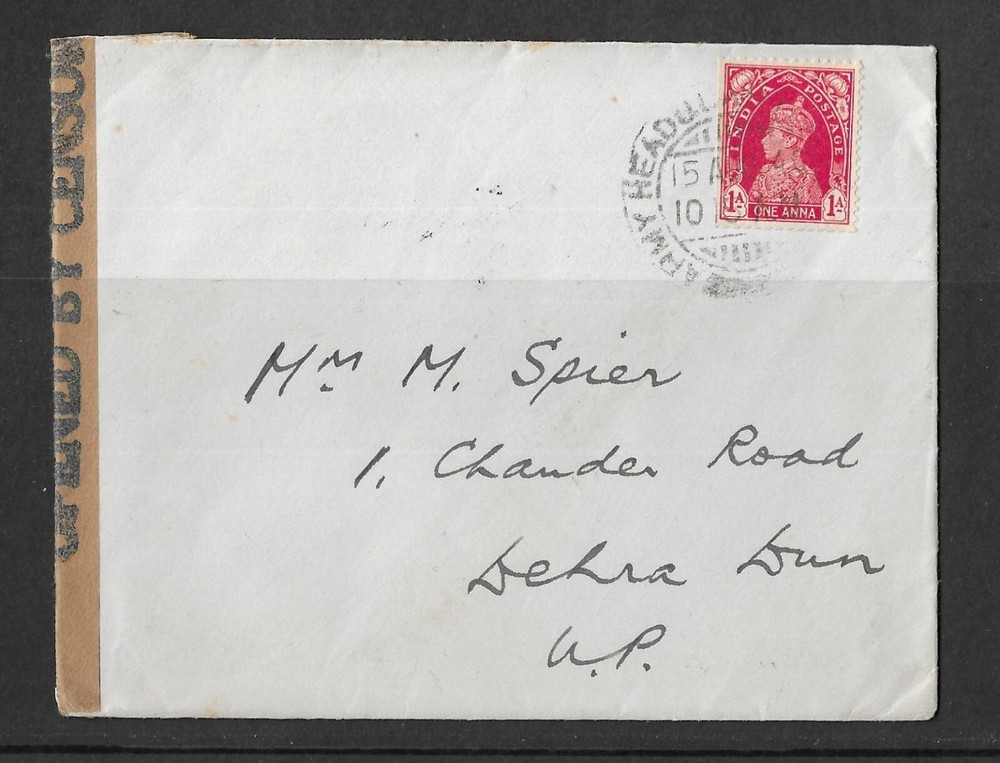 India 1940's Censored Covers (2) Local Censor Labels