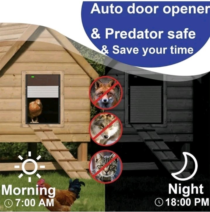 Automatic Chicken Coop Door Solar Powered Opener with Timer & Light Sensor NEW
