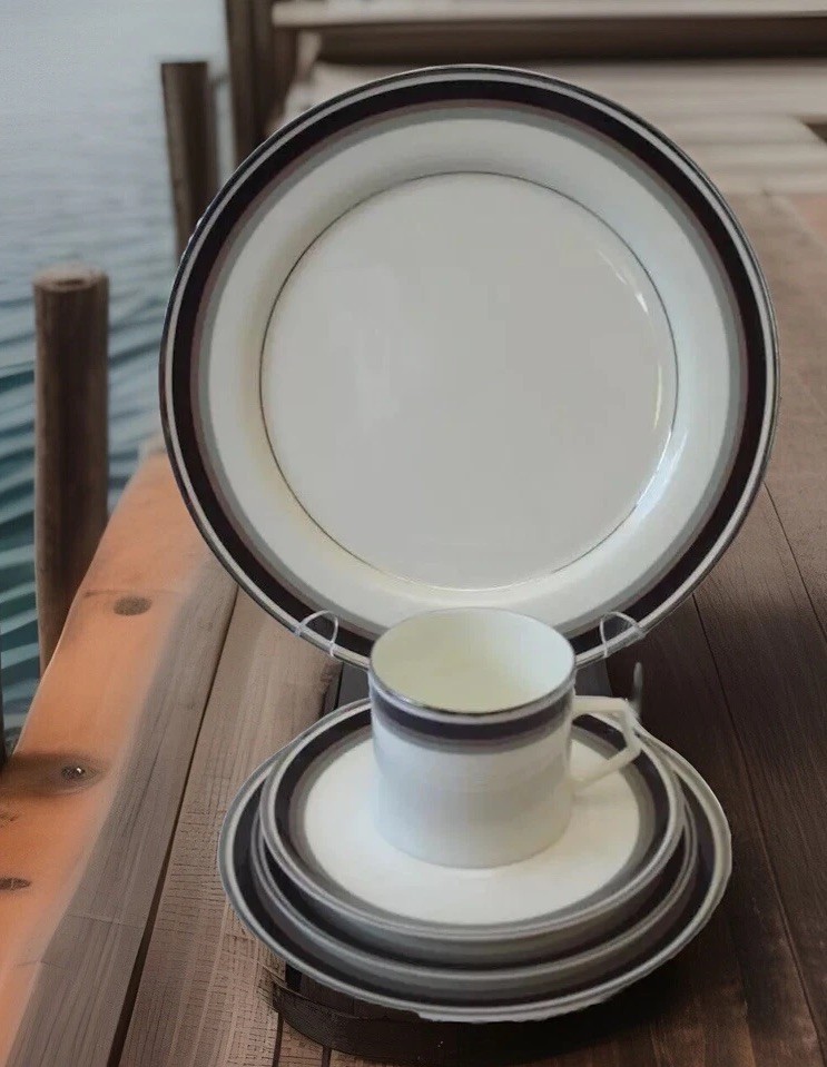 10 Pc Mikasa NOIR Bone China Set A4-102 EUC