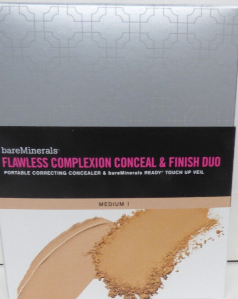 BareMinerals FLAWLESS Complexion Conceal & Finish Duo MEDIUM 1 NIB case include
