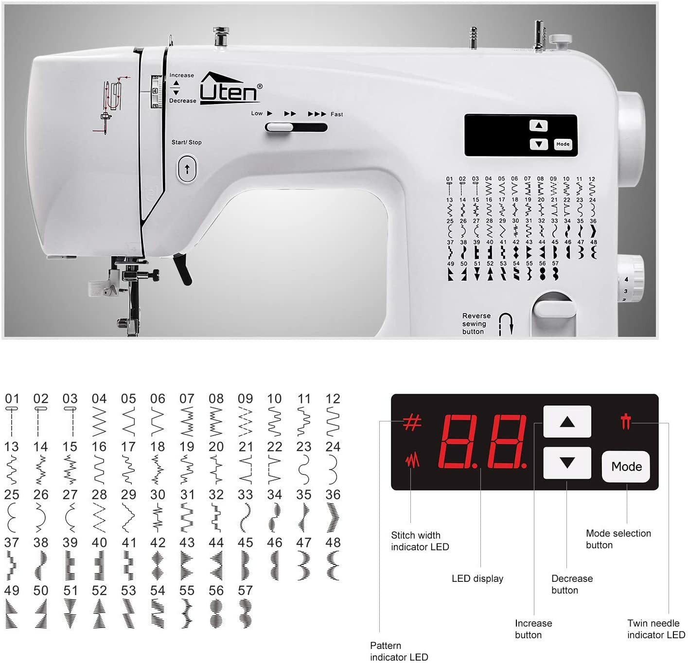 2200 Sewing Machines Embroidery Machine with 60 Built-in Stitches Portable