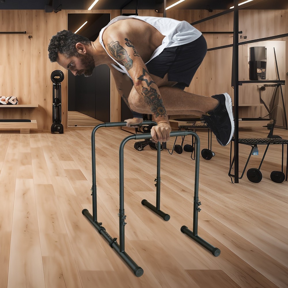 Power Tower Dip Station w/Bench Pull Up Bar Stand Adjustable For Home Strength