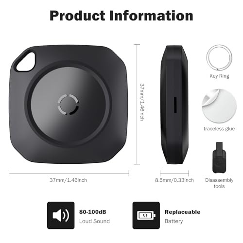 Air Tracker Tag-4 Pack, Smart Bluetooth Tracker Work with Apple Black,4 Pack