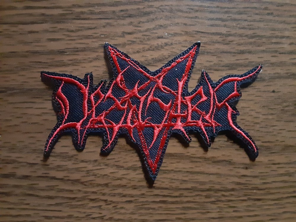 DESASTER,IRON ON RED EMBROIDRED PATCH