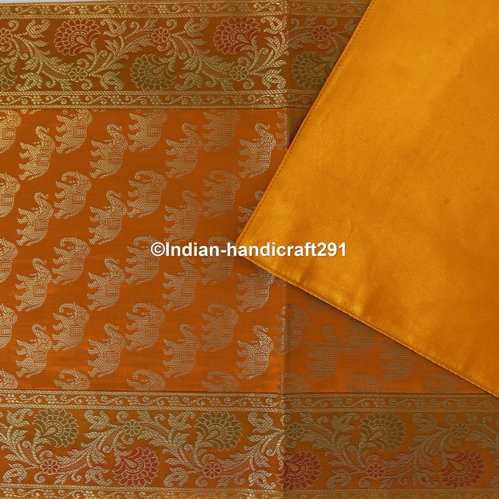 Indian Brocade Banarasi Wedding Decor Silk Runner Mandala Dining Table Runner