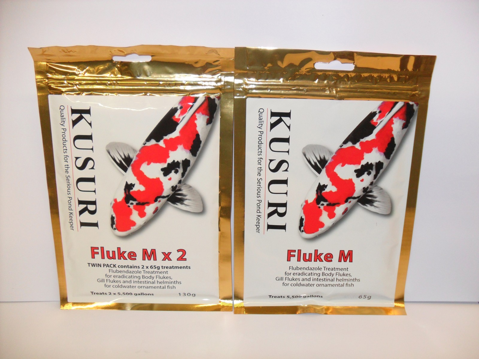 KUSURI FLUKE-M 65g and 130g Fluke Treatment. Koi. 5% Flubendazole