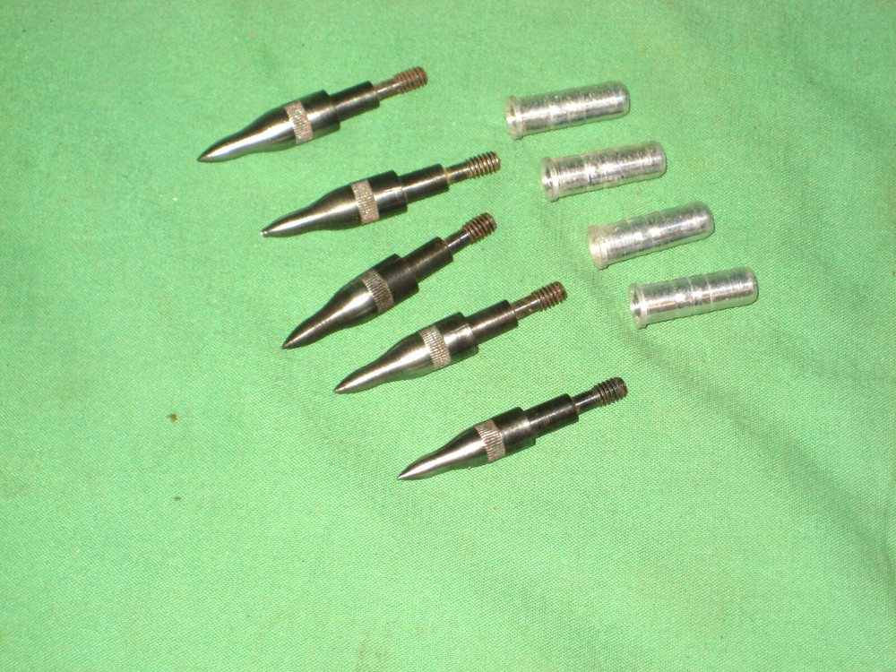 *5 Pcs Steel Archery Arrow Field Target Points, Tips- Plus Four Threaded Inserts