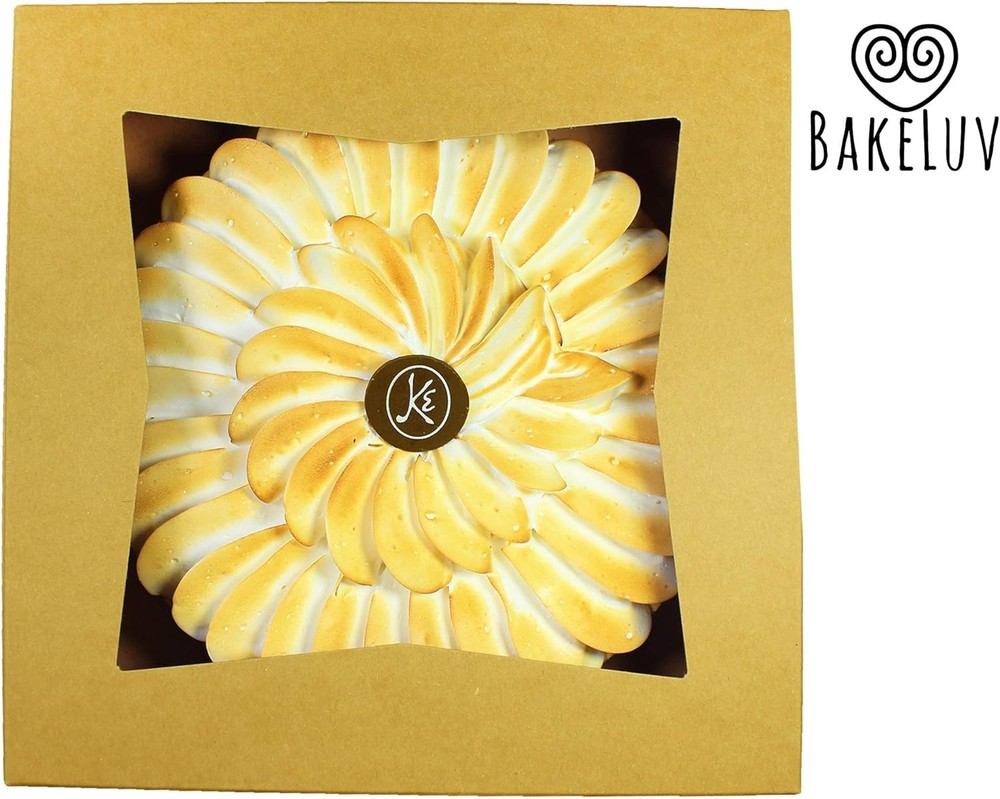 BAKELUV Bakery Boxes with Window | Brown, 25 PCS | 9X9x2.5 Cookie Boxes