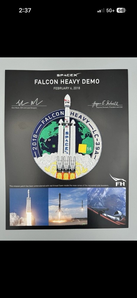 SpaceX Rare Falcon Heavy Flown Patch