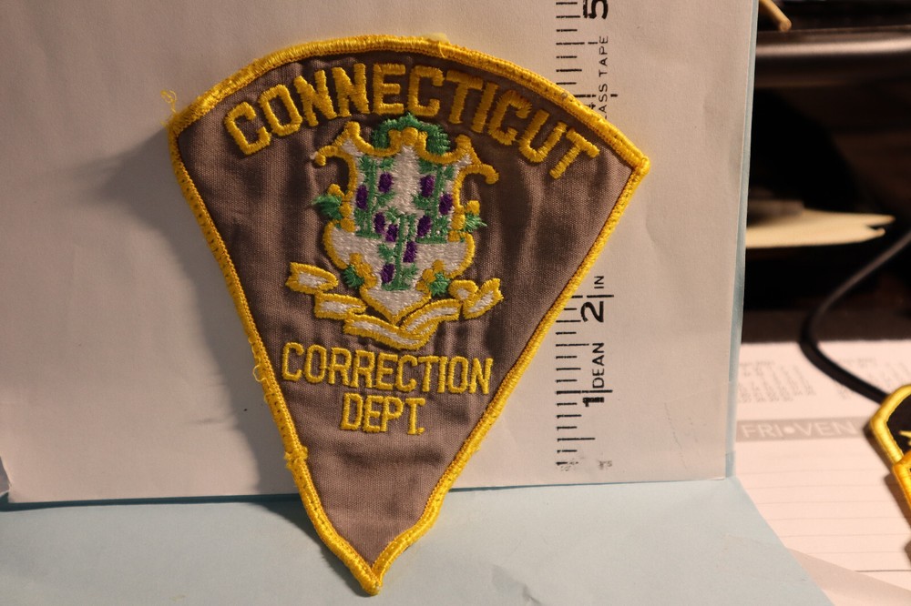police patch  STATE POLICE CONNECTICUT   CORRECTION DEPT  PIE SHAPE