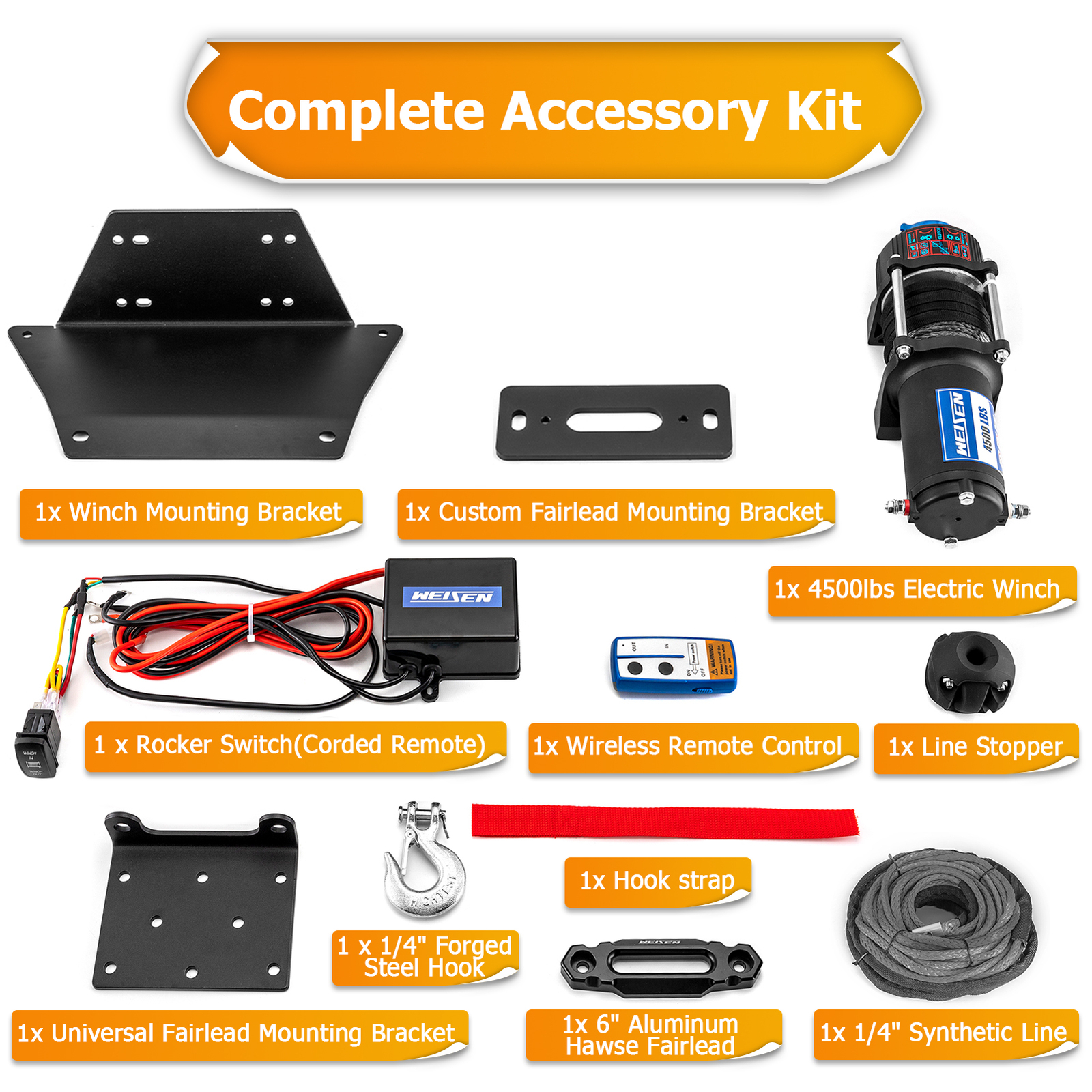 4500lb 12V Electric Winch Mount Kit For 2017-2024 Polaris Ranger XP 1000 Crew