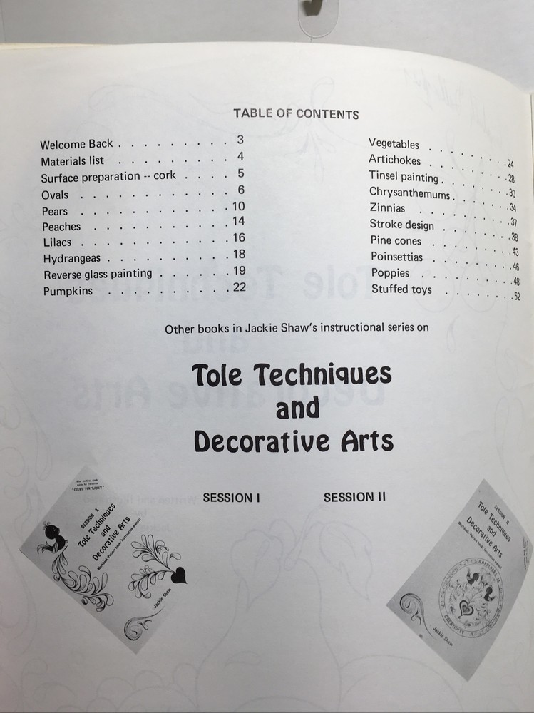 Tole Techniques and Decorative Arts Pattern Book Session 3 Jackie Shaw 1975