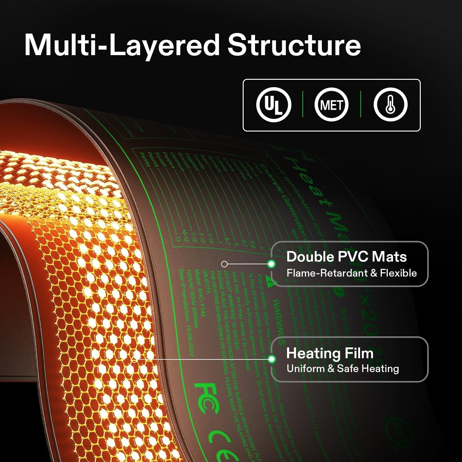VIVOSUN 10"x20.75"Seedling Heat Mat w/Built-in Temperature Controller,Waterproof