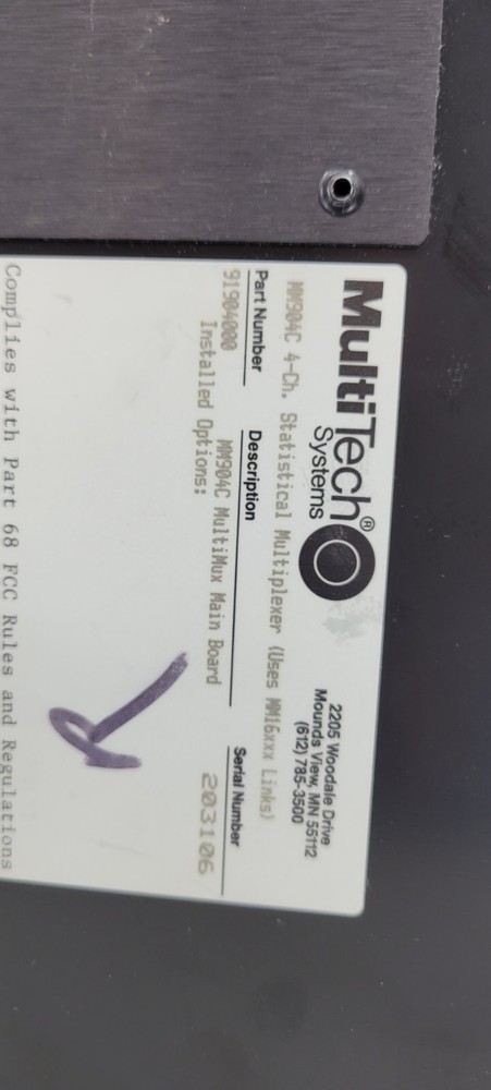 MultiTech MM904C MultiMux Statistical Multiplexer - TESTED - EB-11351