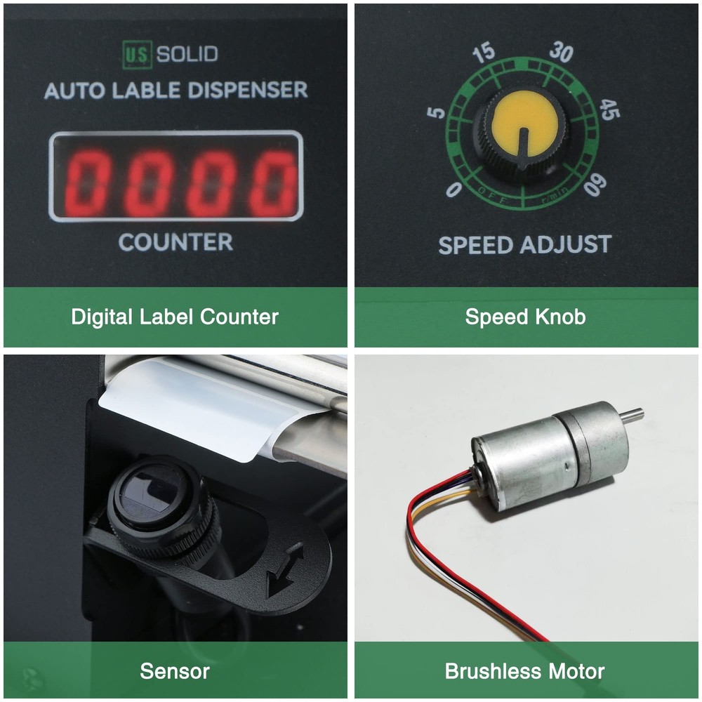 U.S. Solid Automatic Label Dispenser Translucent Labels Counter 4.52 in Width