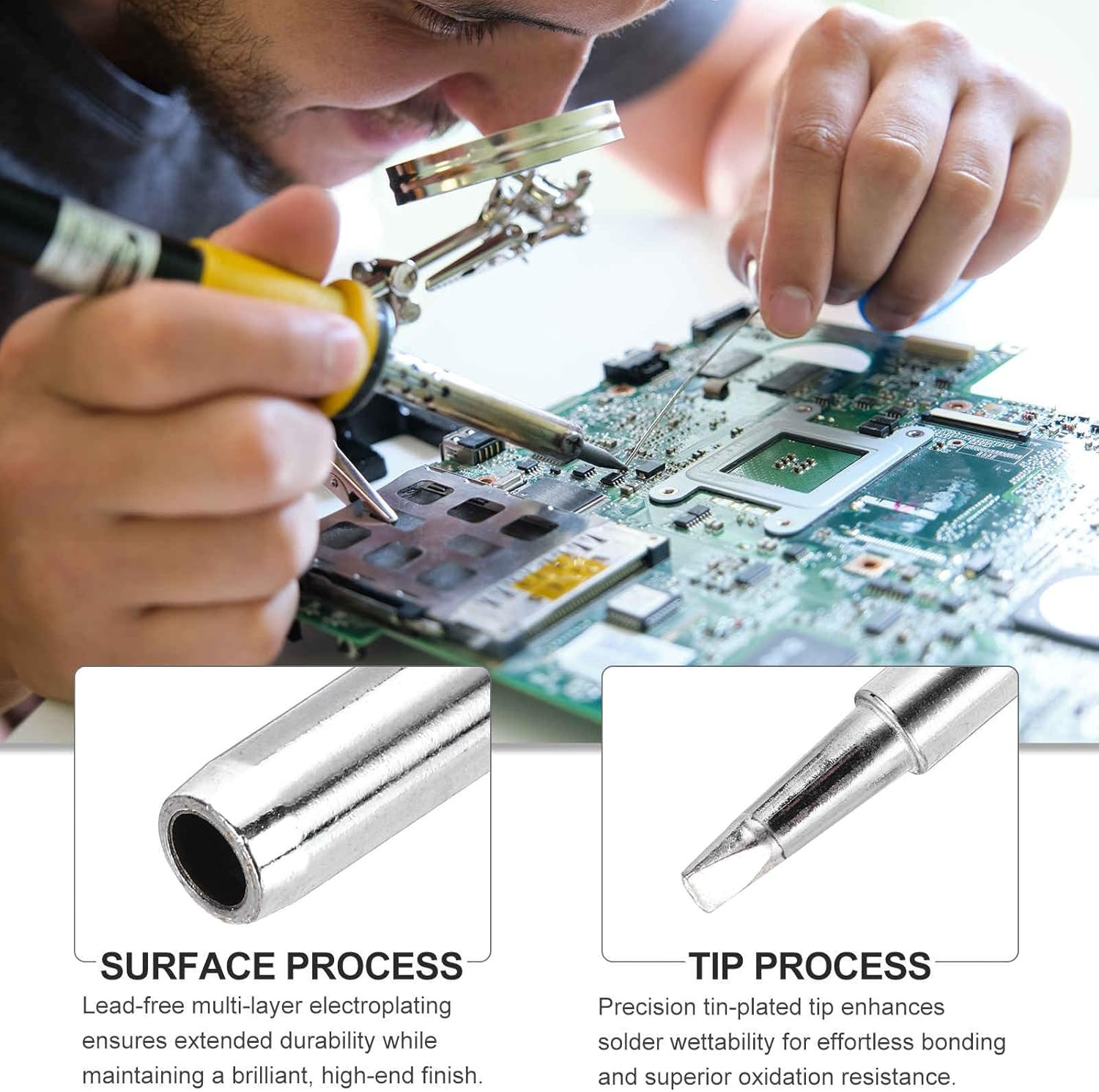 Pack of 10 900M Solder Tips Internally Heated Soldering Tips with Cleaning Sp...