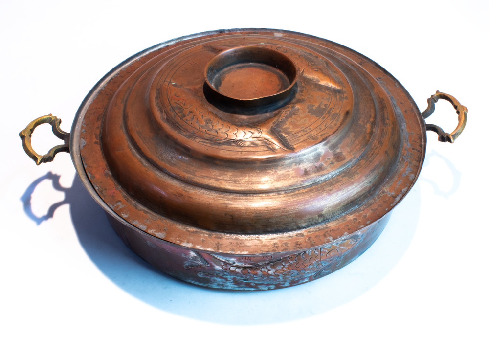Copper Primitive Hand Crafted Extra Large Hammered Fish Kettle Pan
