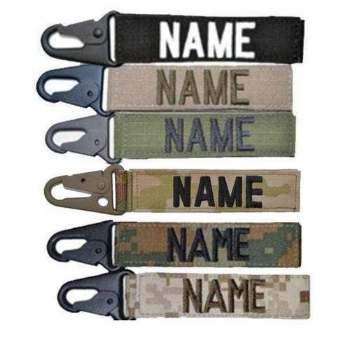 Custom Name Tape Key Chain with Belt Loop H&K clip HK Army USMC
