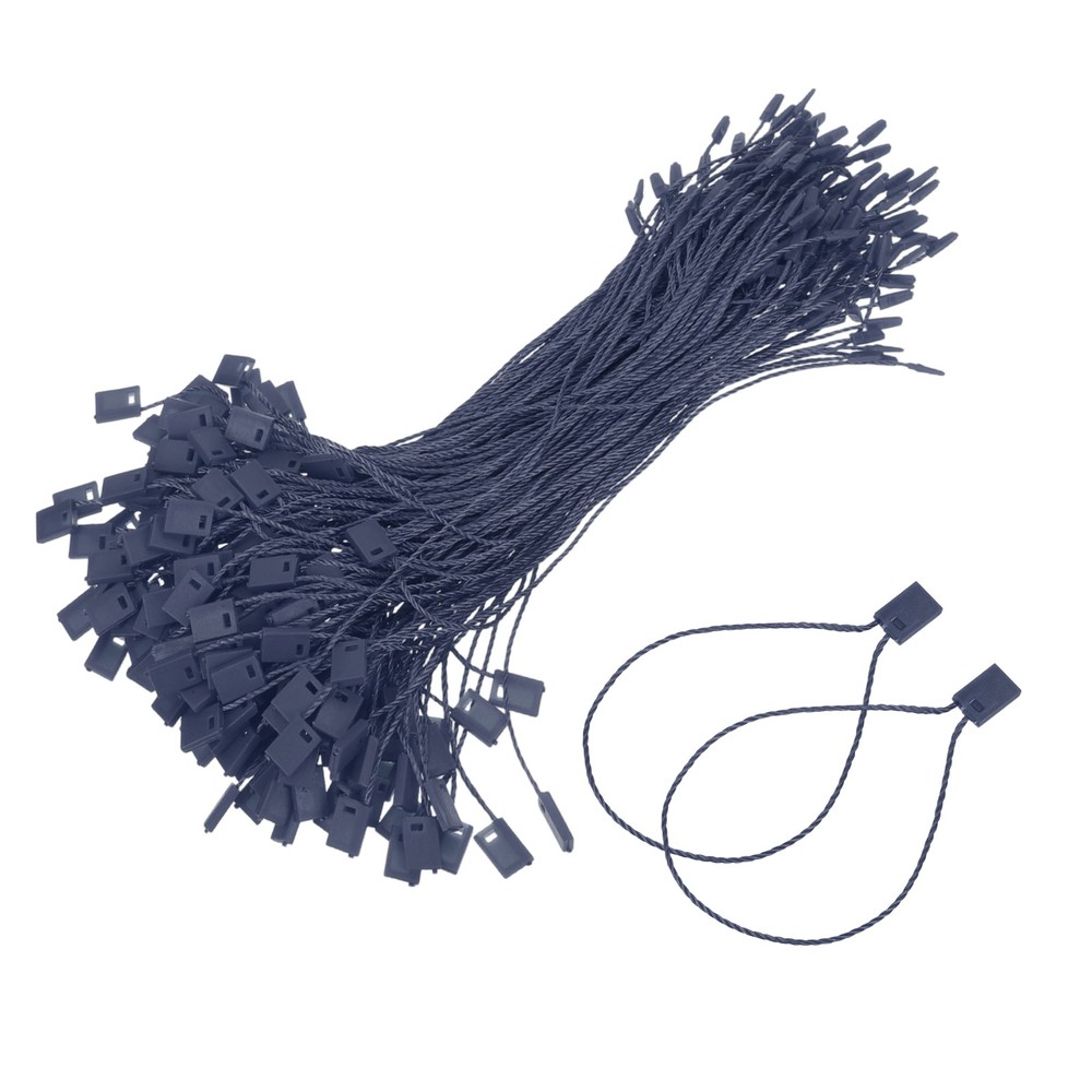 200pcs Polyester Hang Tag String (6.7") - Plastic Snap Lock Pin Loop Dark Blue