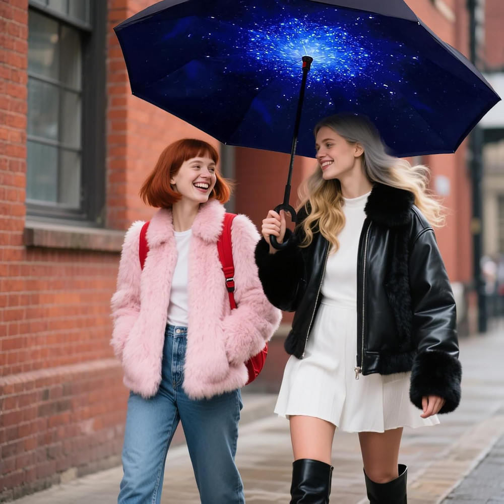 49/56 Inch Inverted Reverse Upside down Umbrella, Extra Large Double Canopy Vent