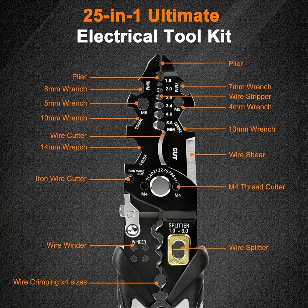 25-in-1 Multifunctional Wire Stripper - Professional Wire Stripper Tool for Cutt