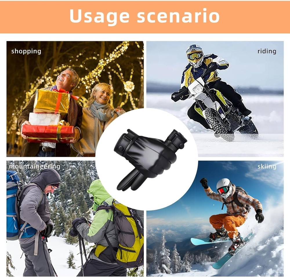 Leather Gloves For Men,Winter Warm Touch Screen Motor Medium, Black