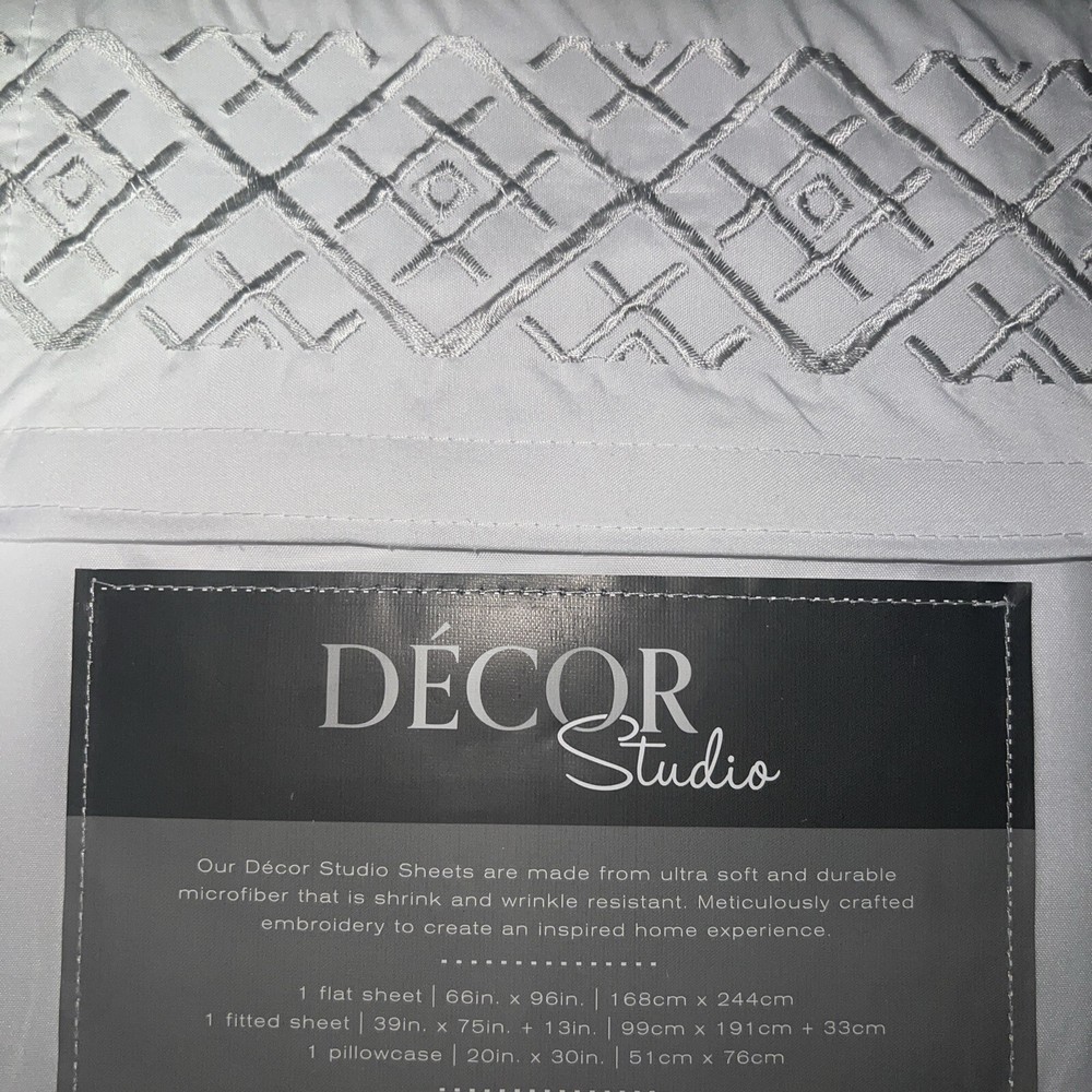 Decor Studio Holiday Embroidered Microfiber 3-Pc. Sheet Set, Twin