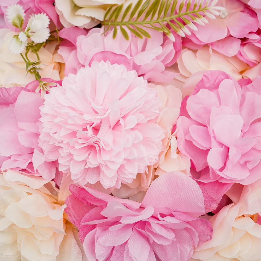 3D Flower Wall Panel-12pcs Artificial Flower Wall Background Silk Rose Wedding