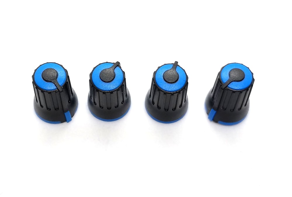 4 Black & Blue D-Shaft Pot Knobs for 6mm 270° DJ-TECH BEHRINGER SOUNDCRAFT