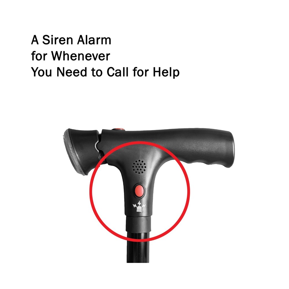 Walking Cane with Light & Alarm - Foldable Adjustable - Size M - New